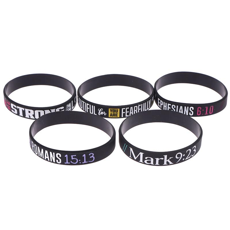 13ks Víra Věř Mír Milost Bible Křesťanský Náboženský Náramek Sportovní Silikonové Náramky Gumový Náramek