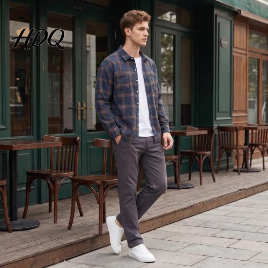 Casual Shirt Men Plaid Print Jacket Long Sleeve Button Down Autumn Outerwear Coat Lapel for Commuting Layering Outfits Breathable Tops