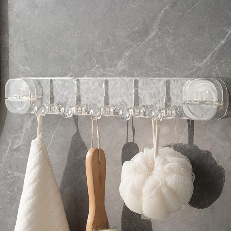

A Row of Rotating Suction Cup Hooks Without Drilling Strong Load-bearing Hooks Bathroom Row Adhesive Hooks Transparent grey