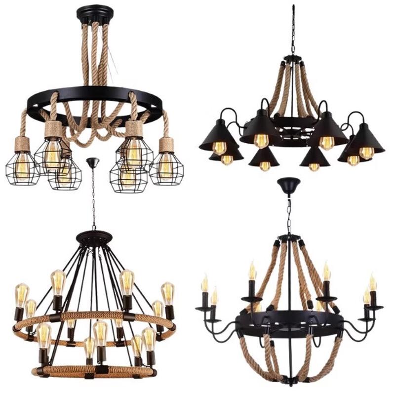 Industrial Style Iron Rope Pendant Lamp