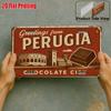 Tin Sign Vintage Durable Metal Plaque Wall Decor Perugia Italy Chocolate City Home Office Bar Man Cave Wall Art