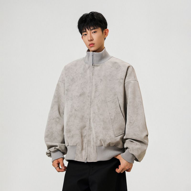 51 Hip-Hop American High Street Textured Pu Leather Cotton Jacket Men's Trendy Street Loose Fit Biker Jacket