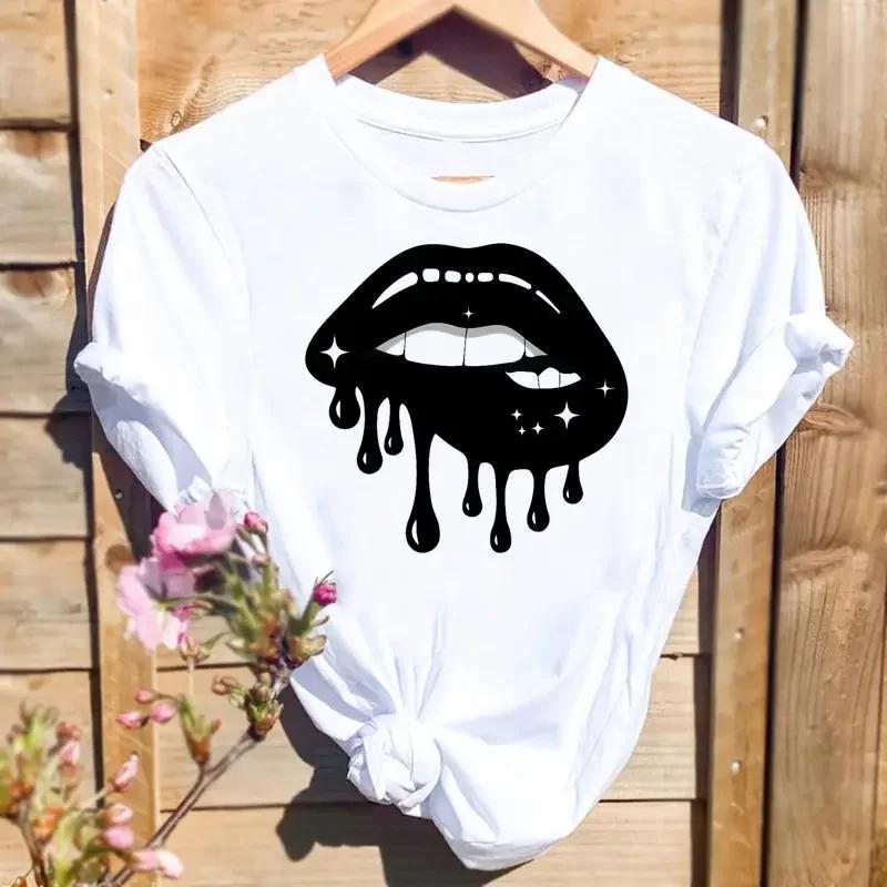 Ženy Tričká Leopard Love Heart Print Móda Grafika T Top Krátky rukáv 90. roky Roztomilé jarné letné tričko Dámske tričko s tričkom
