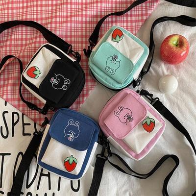 Canvas Damenhandytasche Cartoon-Druck Schulter-Umhängetasche Handtasche