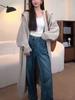 Live stream explosion Lazy wind hooded knitted cardigan women's medium and long autumn and winter new Korean sweater jacket coat