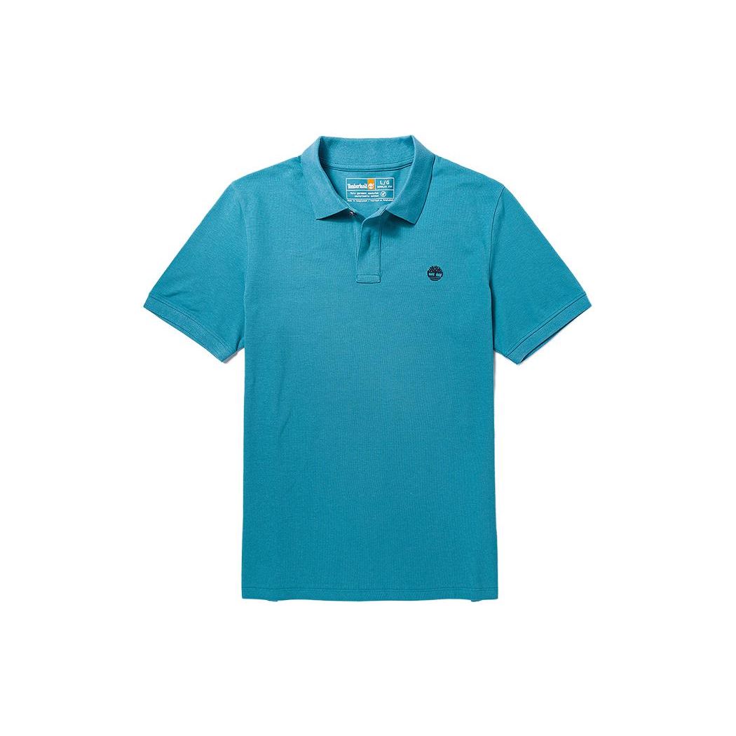 

Timberland Solid Color Breathable Short Sleeve Polo Shirt Men tops Storm-Blue A62T5-DV7 S