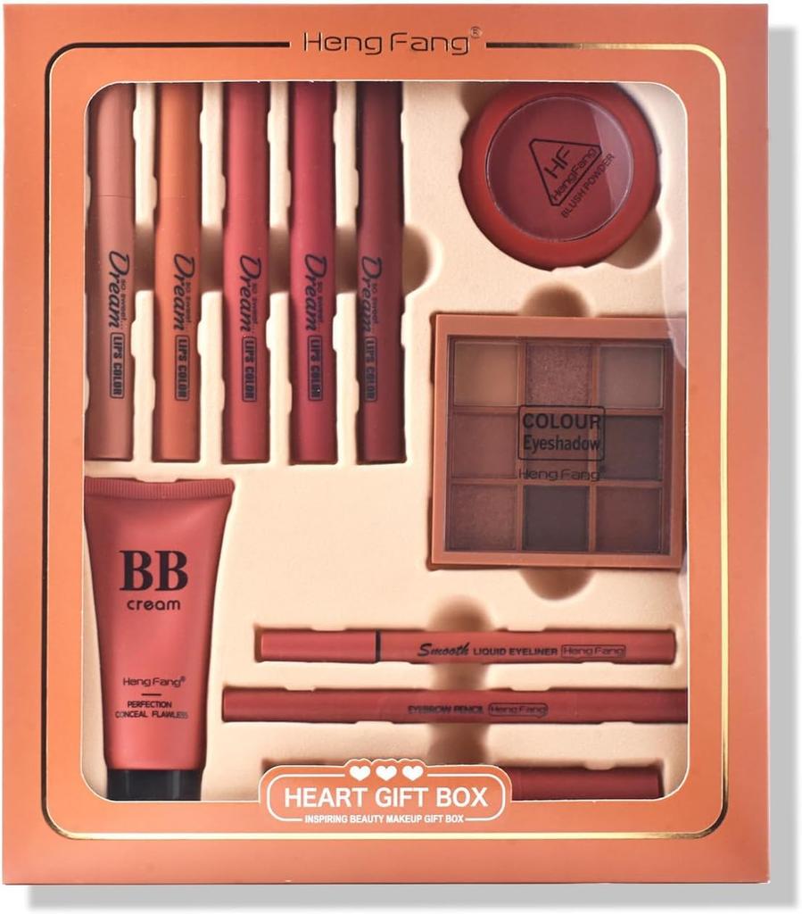 Gecomo Makeup Exquisites und Niedliches Kosmetikset 11 Teile Lippenstift Make-up-Palette Langanhaltend Anfänger Beliebt Weihnachtsgeschenk Neujahr Geburtstag