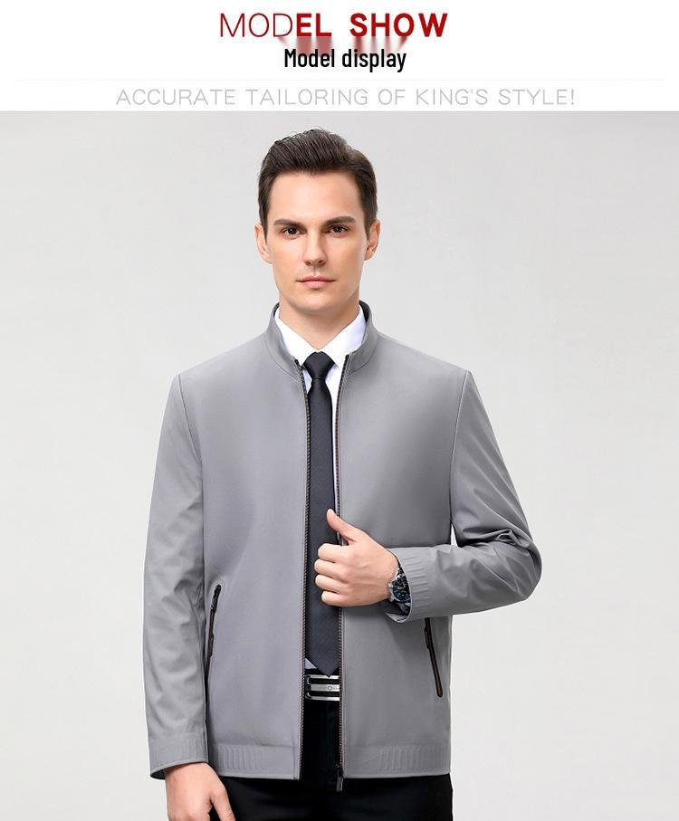 2024 Spring Men's Stand-up Collar Jacket for Middle-aged & Elderly Business Casual 