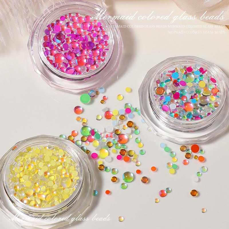 

Mermaid Pearl Aurora Iridescent Nail Art Beads & Rhinestones Set