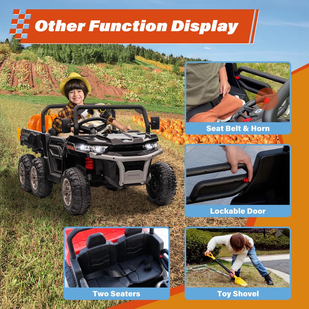 24V Children'S Dual-Seat  Vehicle - 4×75W Powerful Motor, Remote Control/Manual Dual Mode, Wireless Music + Electric Dum