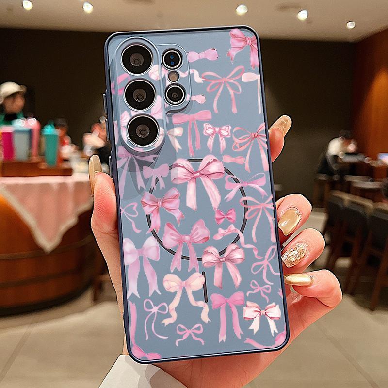 Bowknots Print Phone Case For Samsung S26 Ultra S25 Edge S24 Plus S23 FE A15 A16 A17 A35 A36 A37 A54 A55 A56 A57 5G Hybrid TPU+PC Magnetic Matte Cover