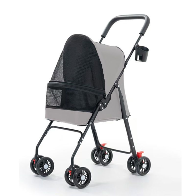 Lightweight Foldable Pet Stroller for Dogs and Cats with Detachable Basket for Small Dogs