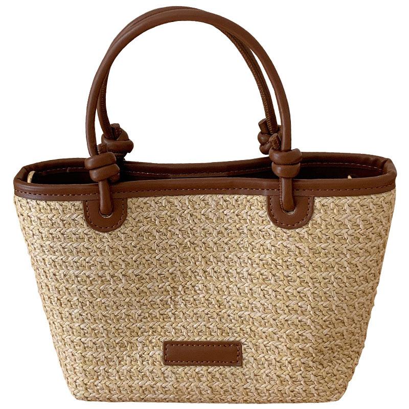 Summer Vacation Beach Straw Woven Bag Handheld Crossbody Bag New Style Fashionable Rope Knotted Vegetable Basket Bag Woven Bag