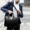 TS JYL laptop bag,Business Embossed Briefcase Wearproof Leather Grid Laptop Handbag