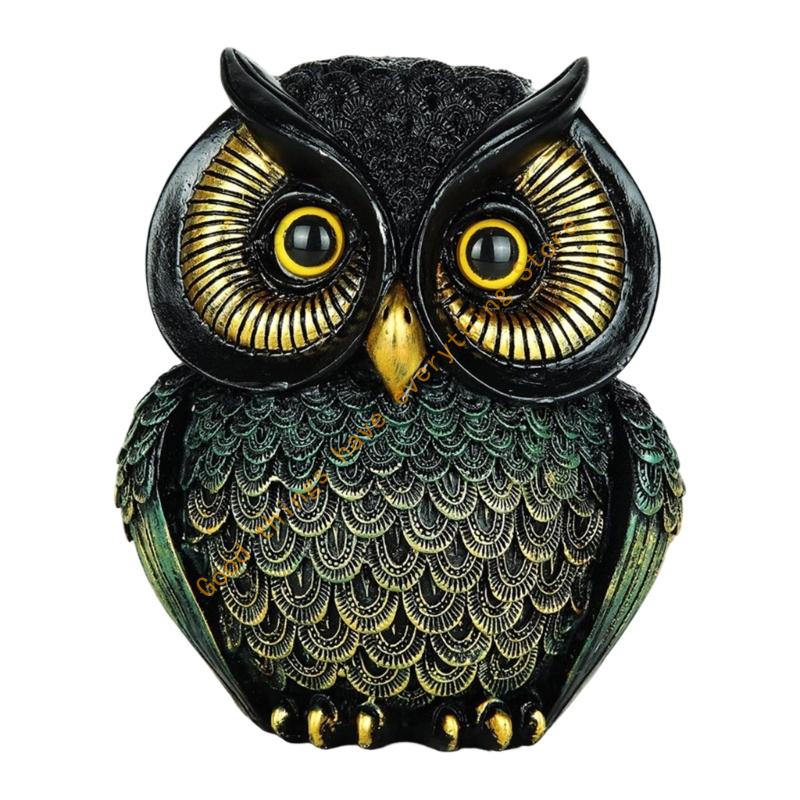 Owl Themed Resin Art Small Sculpture Decorative Piece Collectible Ornament for Bookshelf Desktop Office Decors Gift 55KF