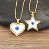 Nidin Trendy Zircon Heart /Round/Star Shape Evil Eye Pendant Necklace for Women Cute Gold Plated Woman's Collar Chain Jewelry