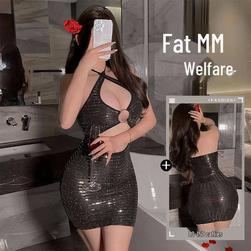 Pailletten V-Ausschnitt Bodycon Clubkleid