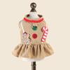 Pet Dog Costume Small Breeds Puppy Candy Cane Gingerbread Dress Two-Legged Outfit