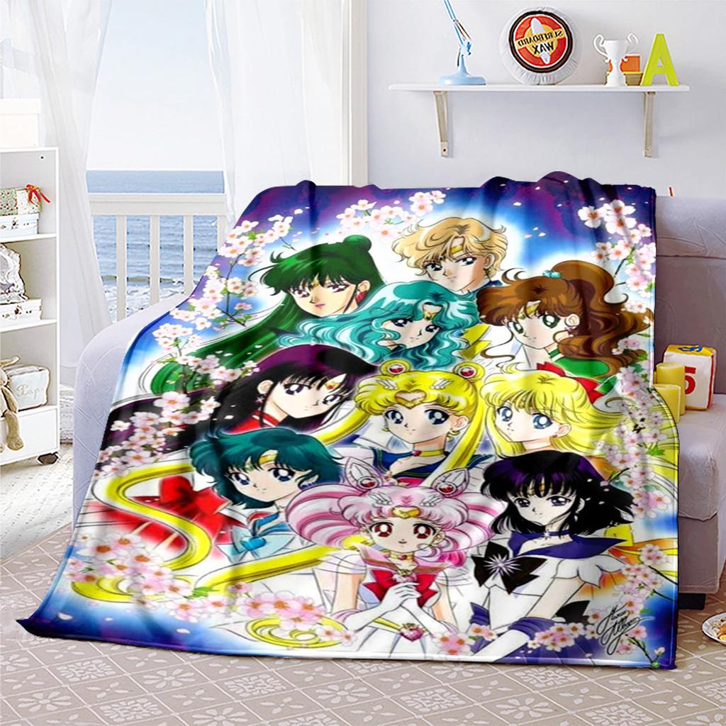 Japanese anime cute cartoon theme Sailor Moon Tsukino Usagi blanket suitable for home beds, sofa covers, office nap, outdoor warm blankets O14