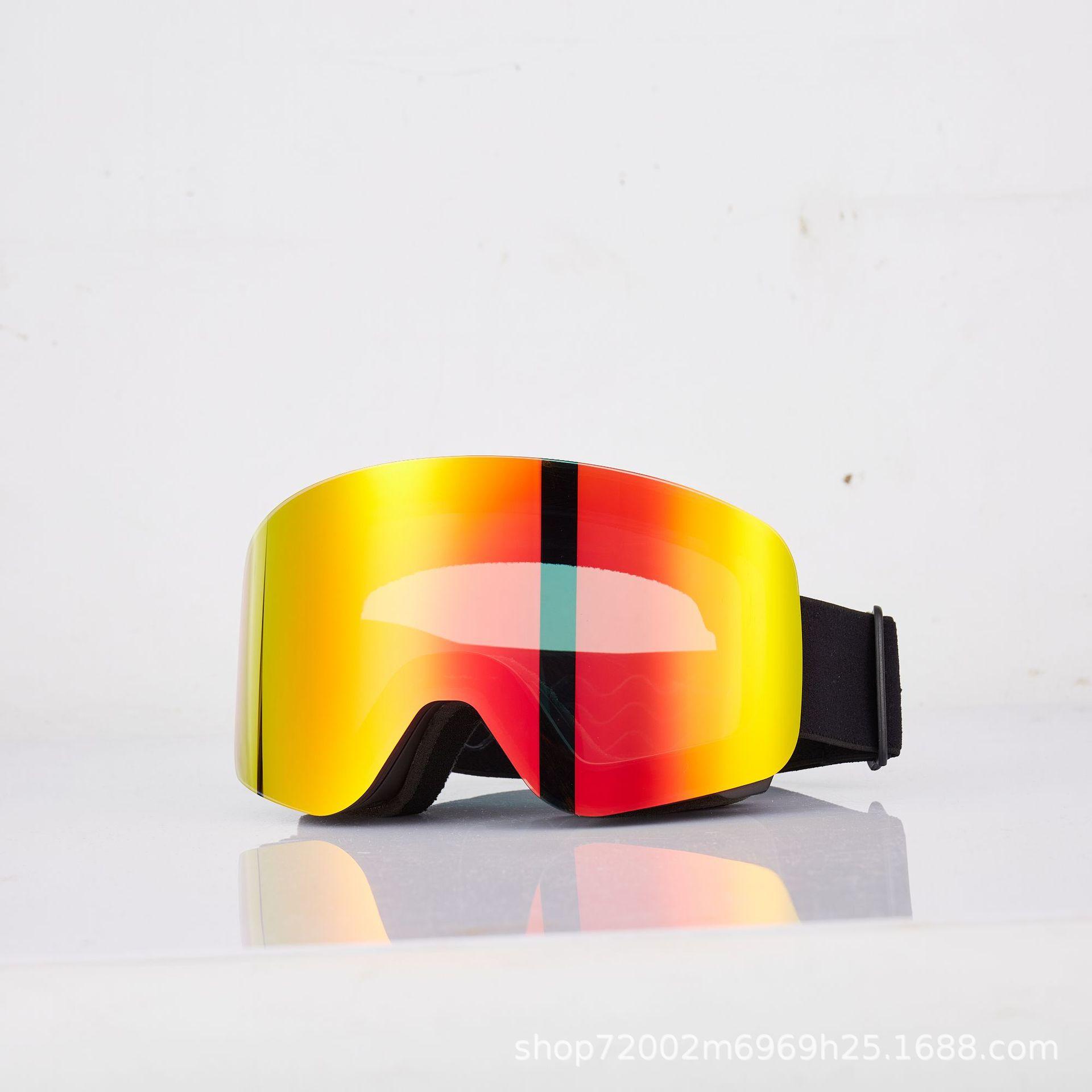 

Ski goggles with double layers, anti-fog, anti-wind and sand, compatible with prescription glasses, magnetic dual lenses, UV protection Black Frame Red Film