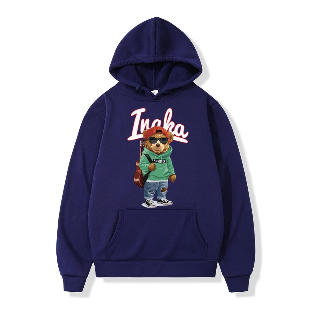 Herren Hoodies Hip Hop Inaka Power Toy Bear Print Fleece Hoody Sweatshirt Frauen Harajuku Pullover Streetwear Hoodie Unisex Kleidung