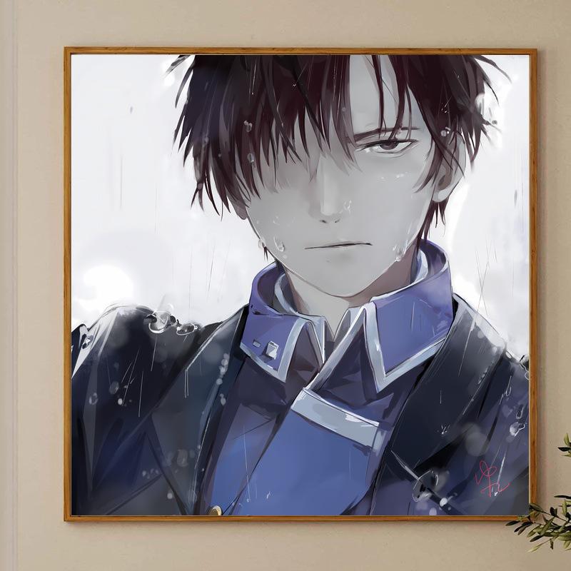 Edward Elric Casual Style Large Self-Adhesive Oil Canvas, Unframed HD Sunset Scenery from Fullmetal Alchemist
