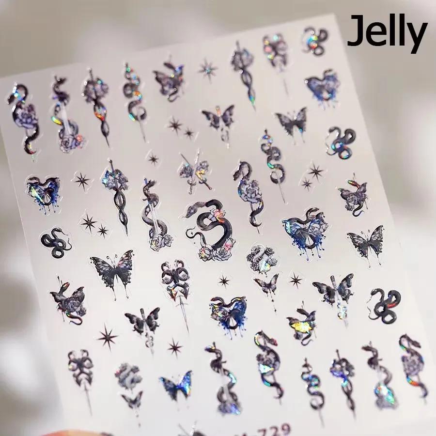 5D illusion polarized butterfly nail sticker pink purple blue fashionable self-adhesive butterfly nail art decoration sticker