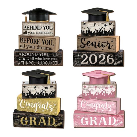 2026 Graduation Door Sign, Congrats Grad Decorative Porch Welcome Sign, Wooden Wall Hanging Plaque for Photo Booth Prop, Graduation Party Supplies