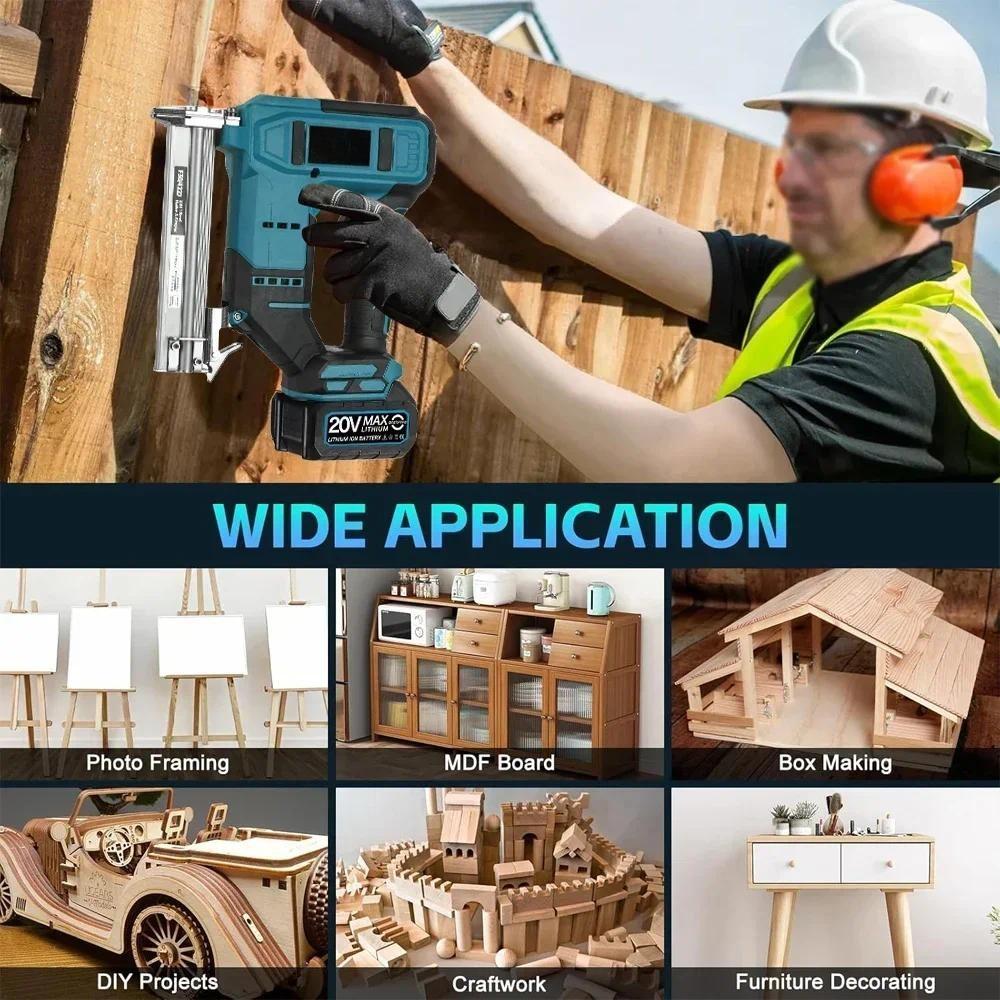 2 In 1 Brushless Electric Air Nail Gun Cordless Portable Nailer Stapler Framing U-shape Nail Woodworking Power Tools