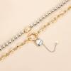 Gold Silver Two Tone Heart Pendant Necklace Adjustable Chain Lightweight Alloy Jewelry For Women Daily Wear