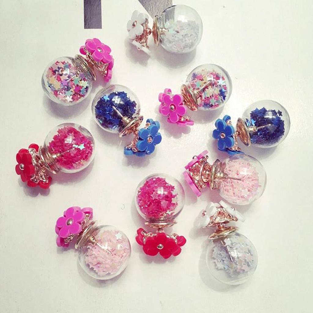 10 stykker 16 mm Tiny Star Glass Ball Charms Pendant DIY Craft rosa