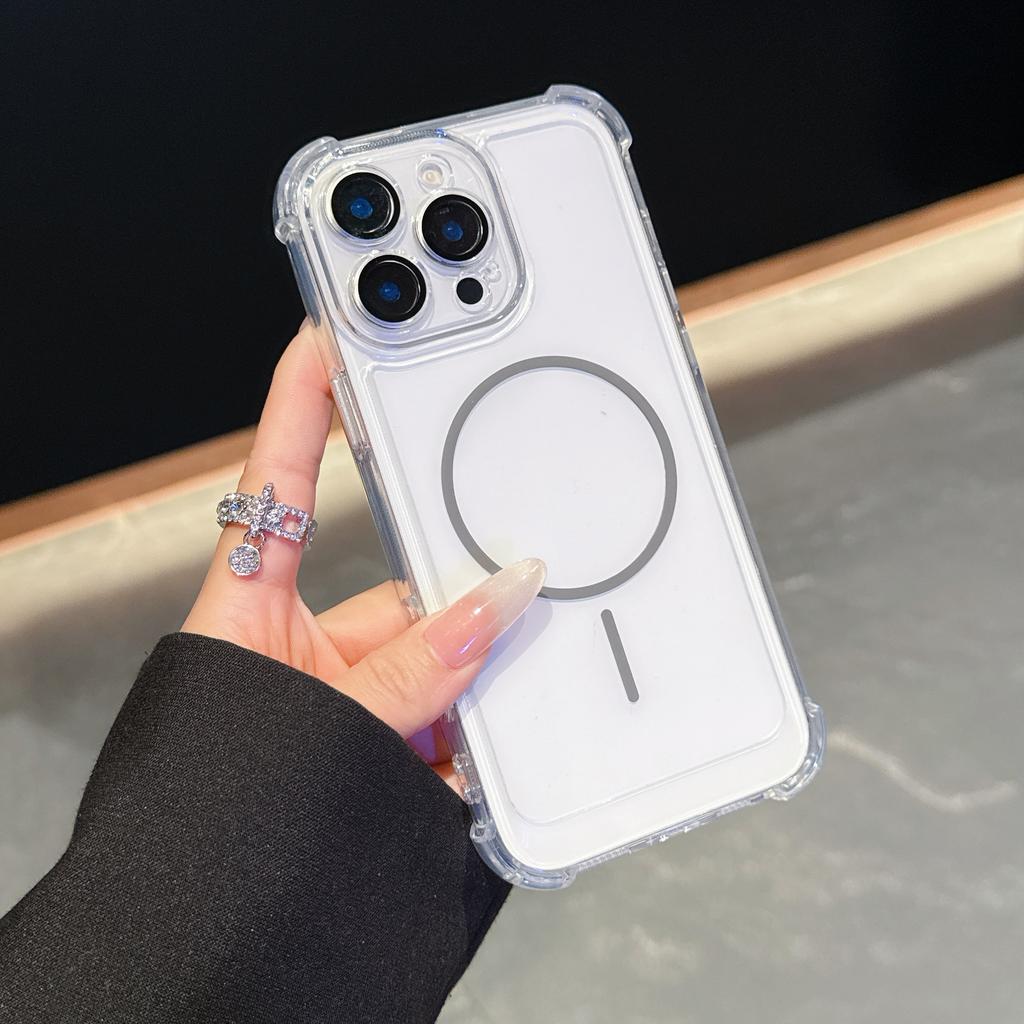 Luxury Clear Shockproof For Magsafe Case for iPhone 11 12 13 14 15 16 Pro Max Plus Magnetic Soft Bumper Hard Acrylic Back Cover