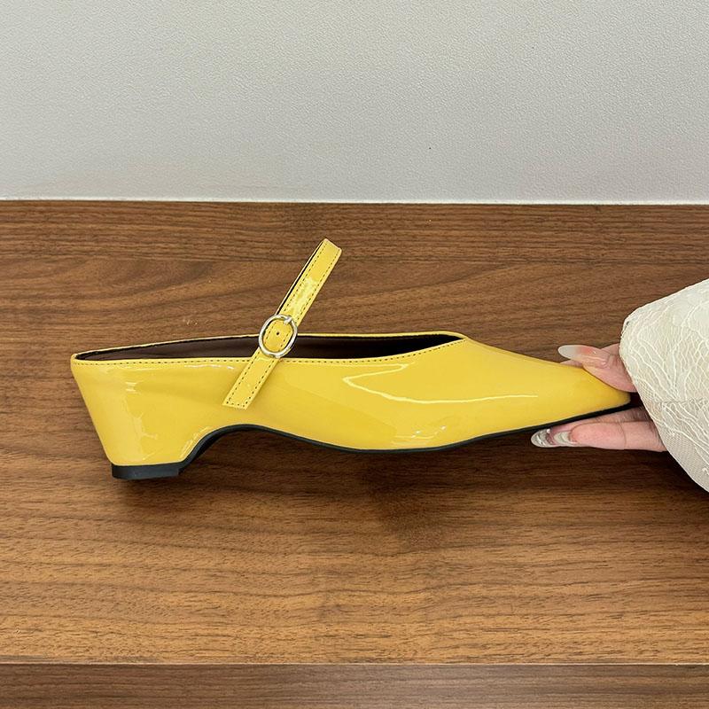 Fashion Female 5CM Heels Ladies Slides Slippers Shoes New In Summer Spring Fashion Pointed Toe Women Heeled Slippers Sandals Mules Shoes