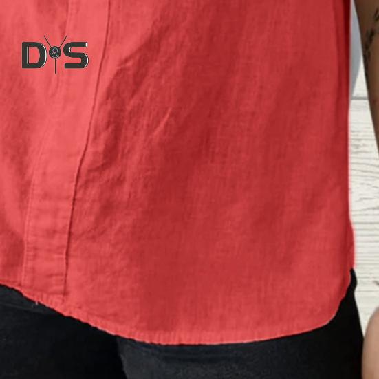 Women Vest Sleeveless Button Decoration Casual Tank Tops Solid Color Cotton Linen Lightweight Breathable Tops