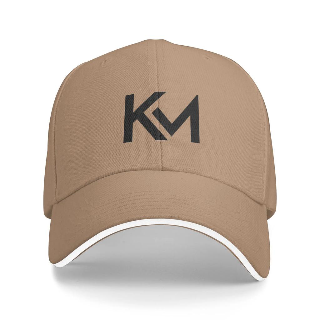 Black KM Logo Design Football Soccer Sun Baseball Cap Summer Vintage Hip Hop Hats Unisex Women Hunting Camping Snapback Hat