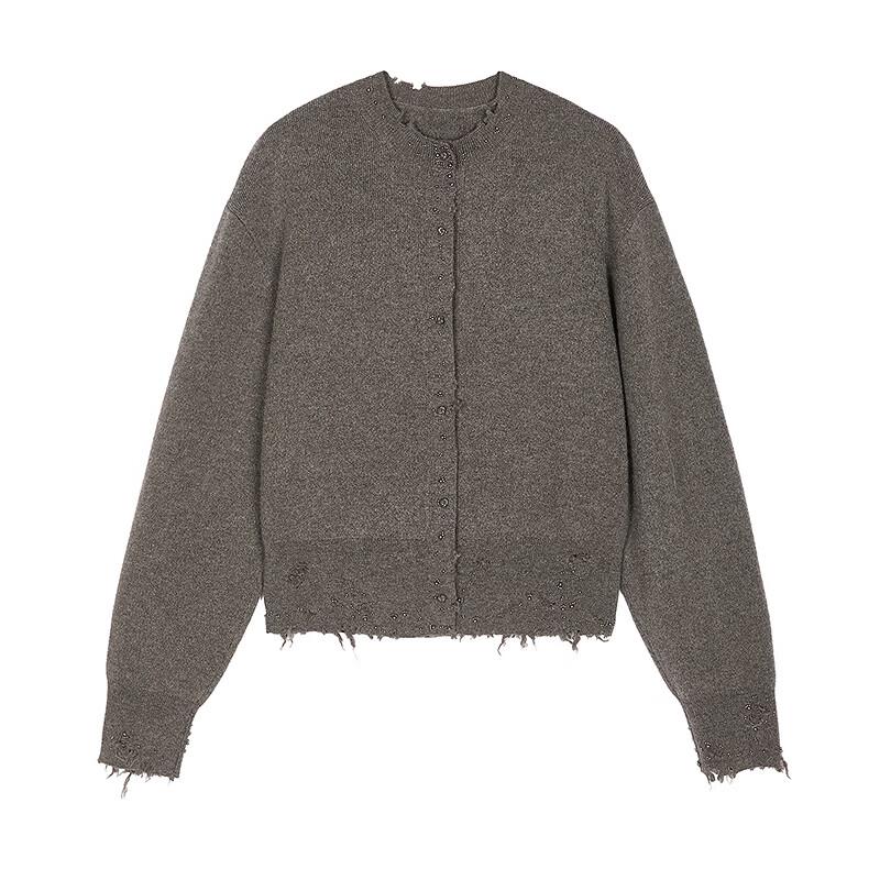 JNBY 2025 Autumn Loose Open-Front Wool Cashmere Knit Cardigan