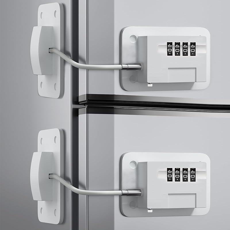 Refrigerator Lock 2 Pack, Cabinet Lock, Child Safety Cabinet Locks, Refrigerator Fridge Freezer Door Lock with Password, for Fridge, Cabinets,