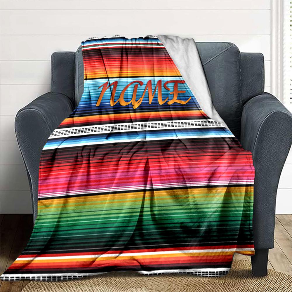 The Image Features A Vibrant Colorful Striped Fabric With Bold Horizontal Bands In Various Hues Including Red Blue Yellow Green And Black Gift