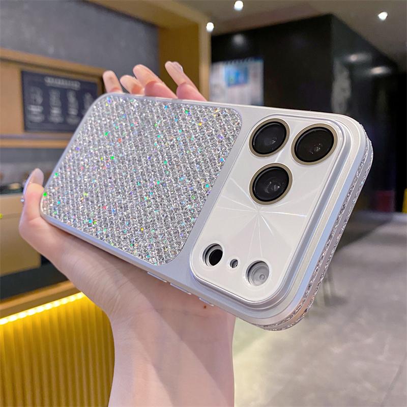 

INS Luxury Glitter Bling Phone Case For Apple iPhone 17 16 15 14 13 Pro Max Fashion Camear Lens Shockproof Hard Proteciton Cover iPhone17 Pro