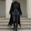 INCERUN Men Lapel Neck Long Sleeve Open Front Tassel Long Blazer Coats