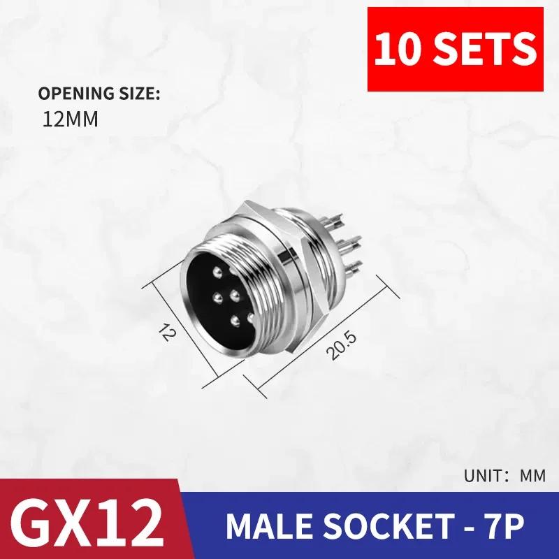 10Sets GX12 Aviation Electrical Connector 2 3 4 5 6 7 Pin Male Female Circular Air Socket Plug Panel Mount Wire Connector