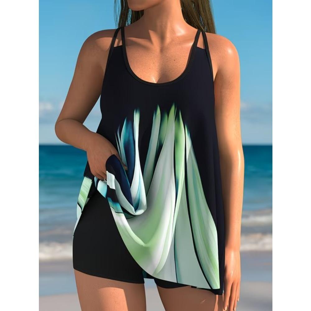 Women's Swimwear Tankini 2 Piece Swimsuit  Abstract Pattern Print Vacation Bathing Suits