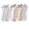 Summer Short Socks Made of Floral Glass Fiber for Women, Cute Ins Short Socks with Cotton Soles, Sweat-absorbing and Breathable Socks