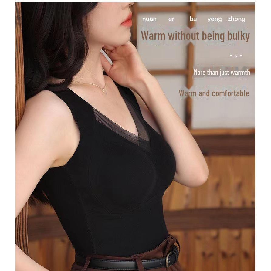 Dámská teplá grafenová vesta s sametovou náprsenkou - Podzim/Zima