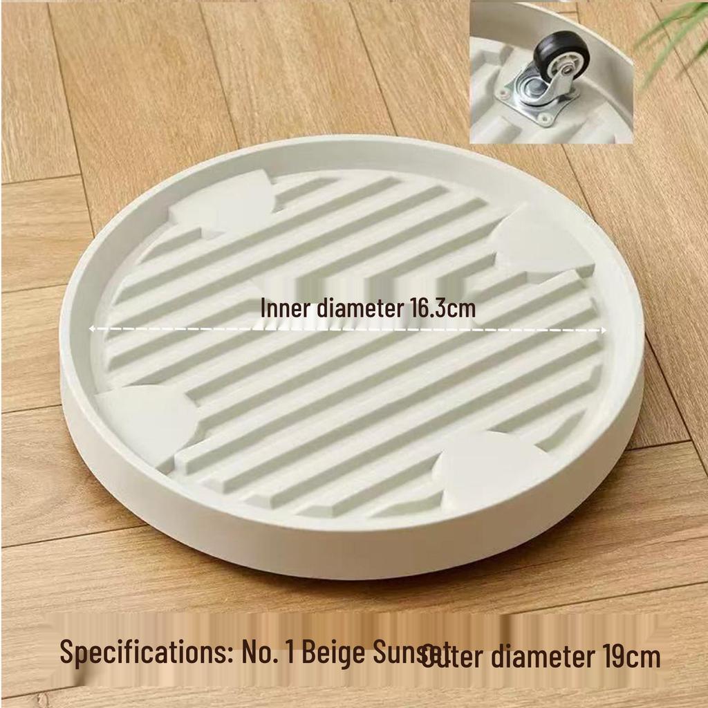 Round Movable Flower Pot Tray with Hidden Wheels and Breathable Bottom for Silent Plant Care