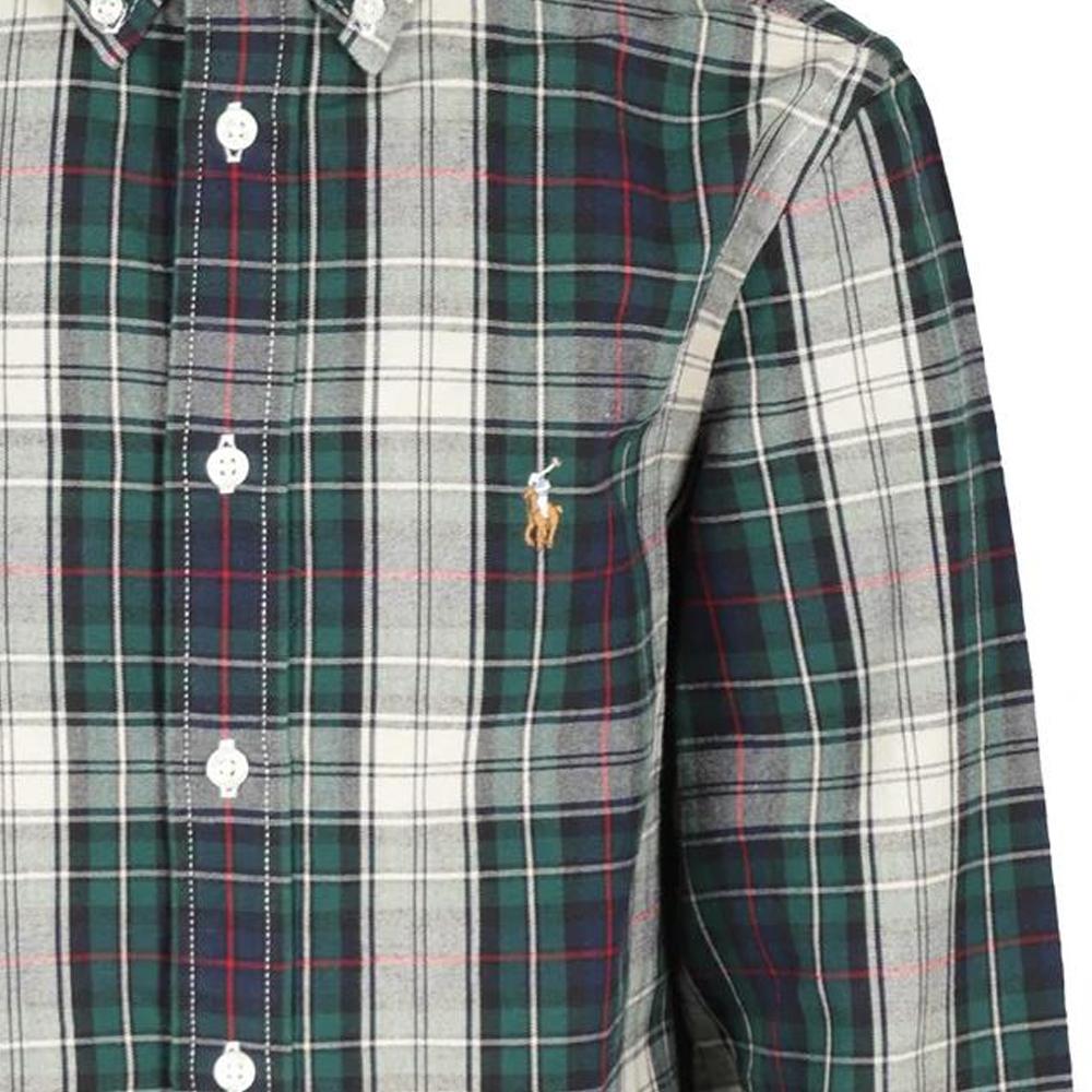 Polo Ralph Lauren Shirt Kids SS23 Plaid Logo Embroidery Single-Breasted Long Sleeve Kids shirts Gray 323878879-004