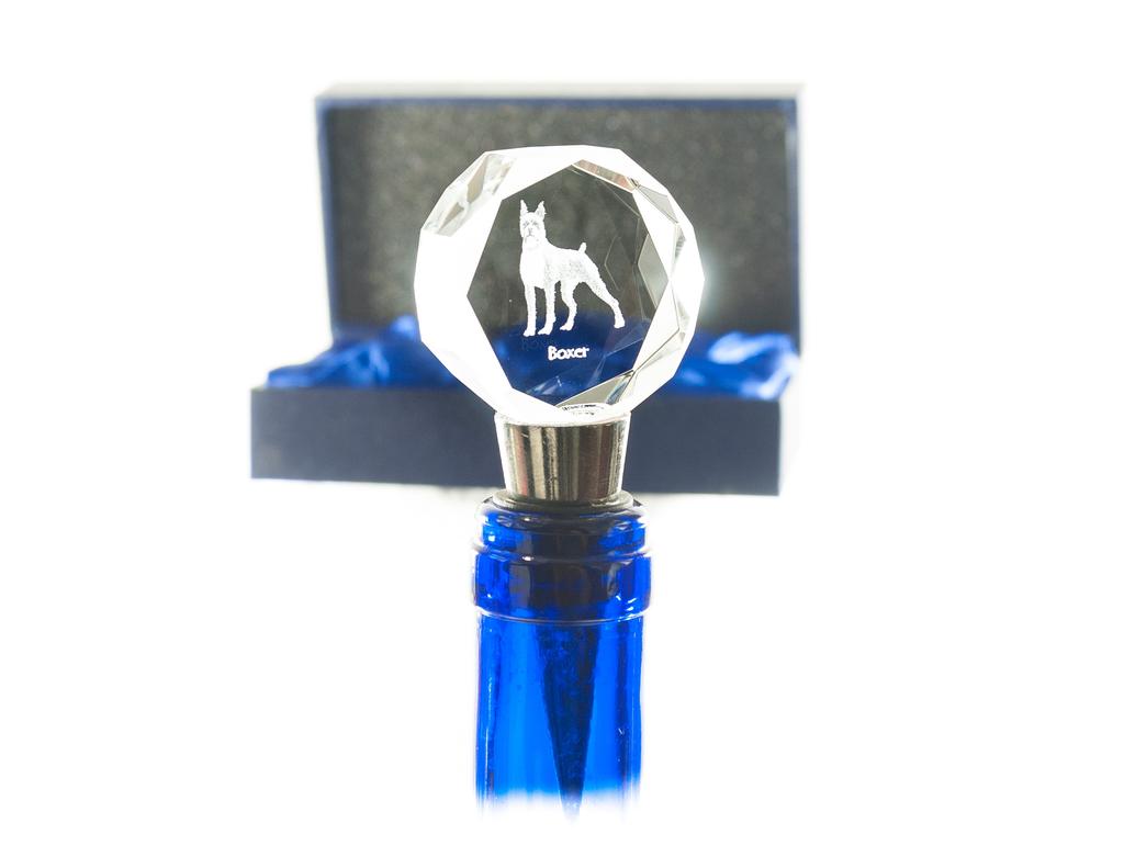 Boxer, German Boxer III – Bottle stopper, crystal wine stopper with photo | Art-Dog