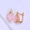 LSOOYH Orecchini a clip Orecchino di moda color oro rosa per donna Geometria Orecchini a bottone con zirconi rosa
