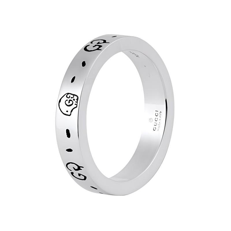 Gucci ring Ghost elf 0.4cm wide letter engraving decoration glossy 925 silver men Silver 9 серебряный
