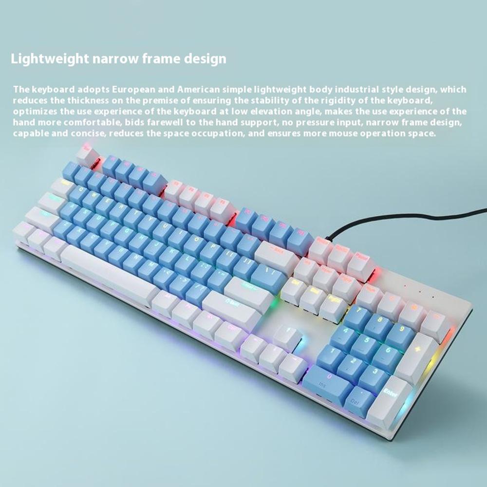 Y-FRUITFUL K135 104-Key RGB Mechanical Keyboard Gaming Office Waterproof Keyboard Blue Switches